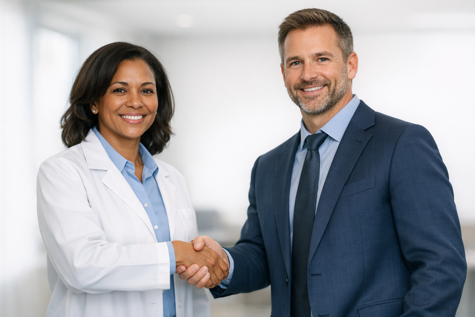 Doctor and Businessperson Shaking Hands